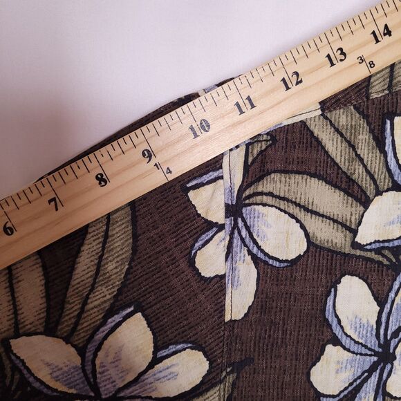 Tommy Bahama Hawaiian Shirt Mens Medium Floral Brown Silk Camp Vacation Resort - Picture 8 of 11